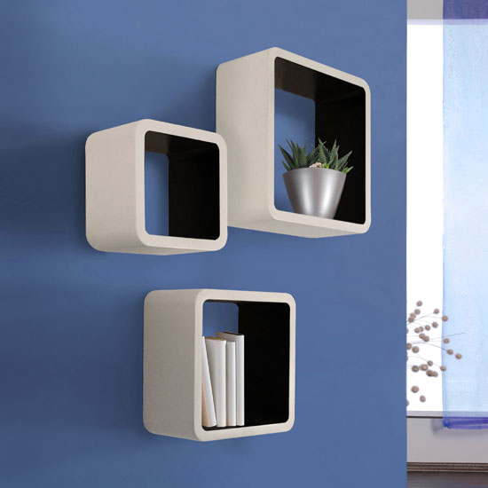 Product photograph of Barcelona Set Of 3 Wall Mounted Shelves In White And Black from Furniture in Fashion