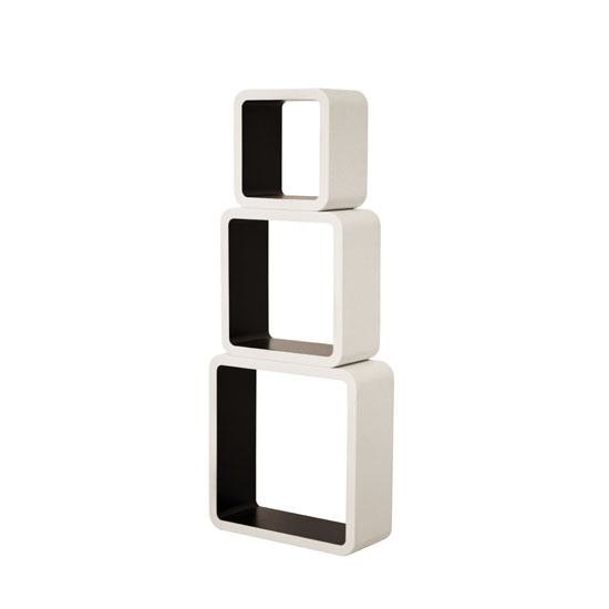 Barcelona Set of 3 Wall Mounted Shelves In White And Black_3