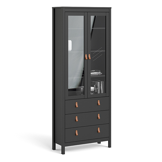 Barcila Wooden Display Cabinet With 2 Doors In Matt Black