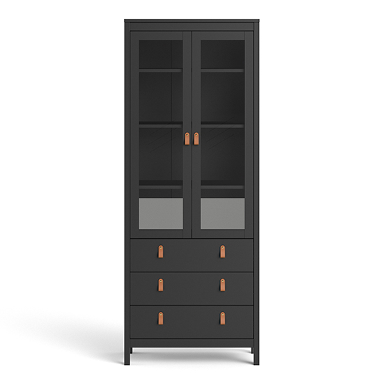 Barcila Wooden Display Cabinet With 2 Doors In Matt Black