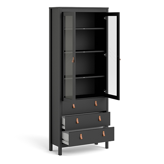 Barcila Wooden Display Cabinet With 2 Doors In Matt Black
