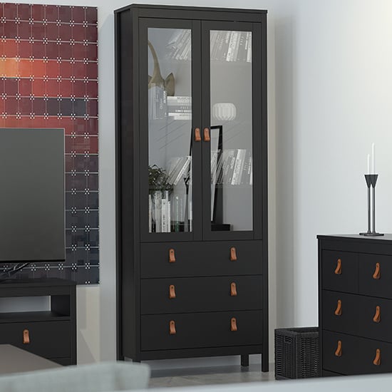 Read more about Barcila wooden display cabinet with 2 doors in matt black