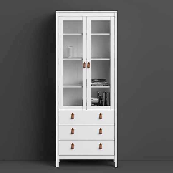 Product photograph of Barcila 2 Doors 3 Drawers Display Cabinet In White from Furniture in Fashion