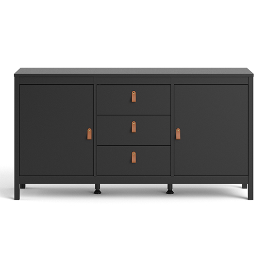 Barcila Wooden Sideboard With 2 Doors 3 Drawers In Matt Black