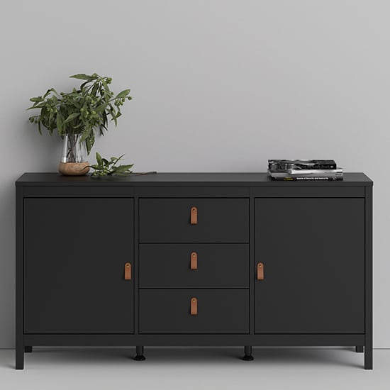 Read more about Barcila 2 doors 3 drawers wooden sideboard in matt black