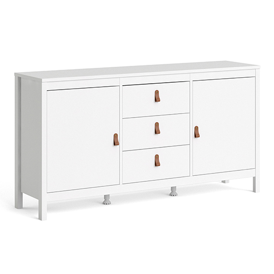 Barcila Wooden Sideboard With 2 Doors 3 Drawers In White