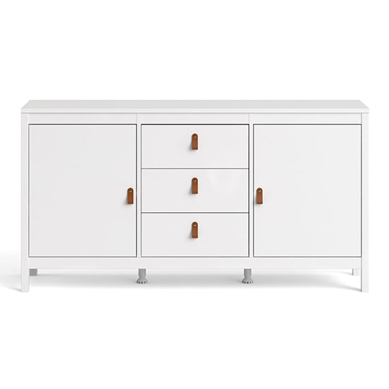Barcila Wooden Sideboard With 2 Doors 3 Drawers In White