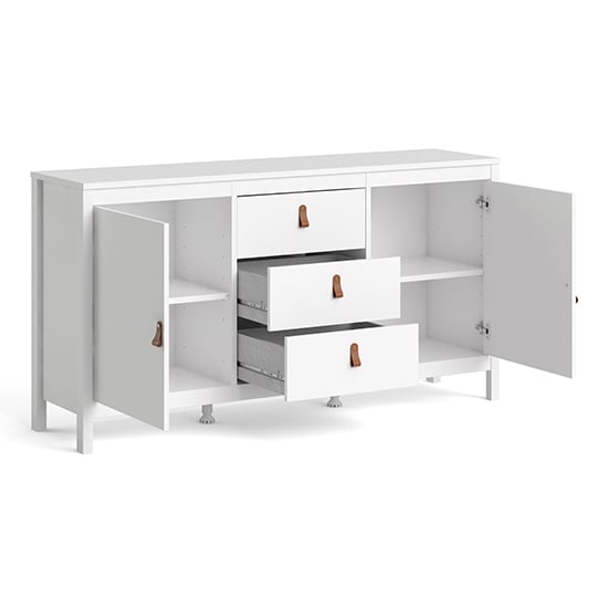 Barcila Wooden Sideboard With 2 Doors 3 Drawers In White