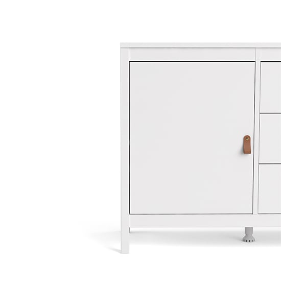 Barcila Wooden Sideboard With 2 Doors 3 Drawers In White