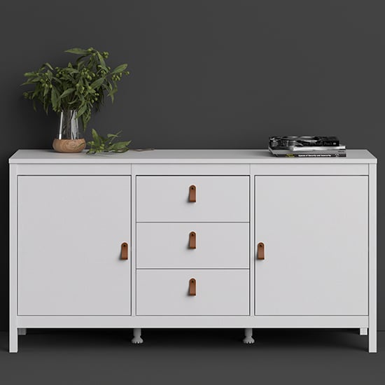 Barcila 2 Doors 3 Drawers Wooden Sideboard In White