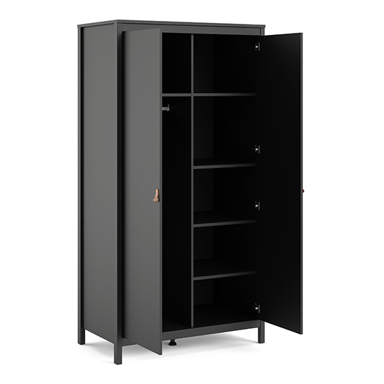 Barcila Wooden Wardrobe With 2 Doors in Matt Black