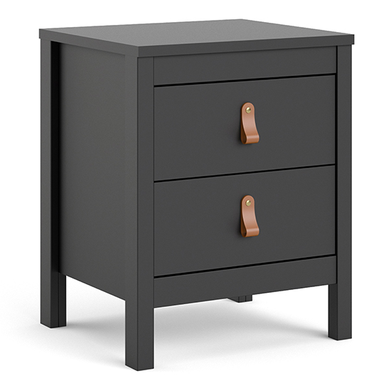 Barcila Wooden Bedside Cabinet With 2 Drawers In Matt Black