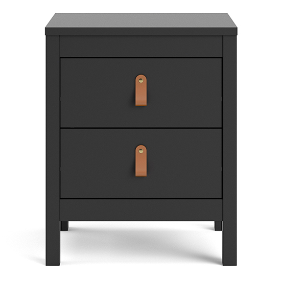 Barcila Wooden Bedside Cabinet With 2 Drawers In Matt Black