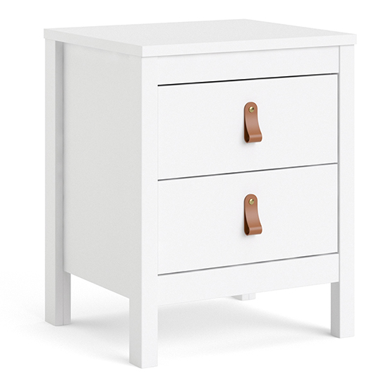 Barcila Wooden Bedside Cabinet With 2 Drawers In White