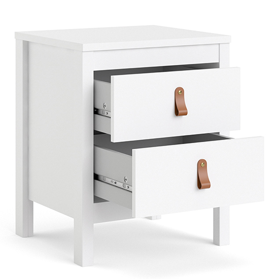 Barcila Wooden Bedside Cabinet With 2 Drawers In White