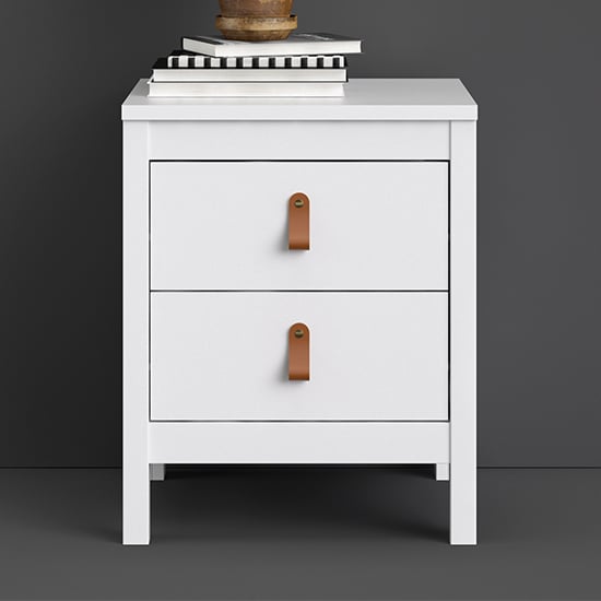 Read more about Barcila wooden bedside cabinet with 2 drawers in white