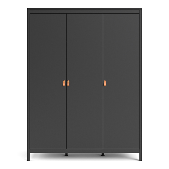 Barcila Wooden Wardrobe With 3 Drawers In Matt Black