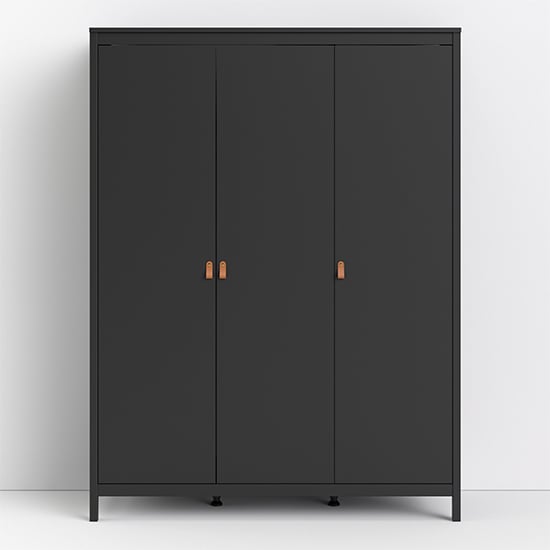 Product photograph of Barcila 3 Doors Wooden Wardrobe In Matt Black from Furniture in Fashion