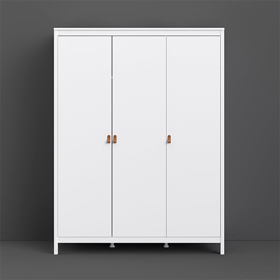 Barcila 3 Doors Wooden Wardrobe In White