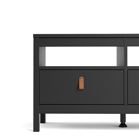 Barcila Wooden TV Stand With 3 Drawers In Matt Black