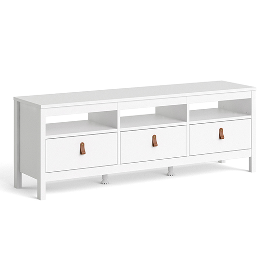 Barcila Wooden TV Stand With 3 Drawers In White