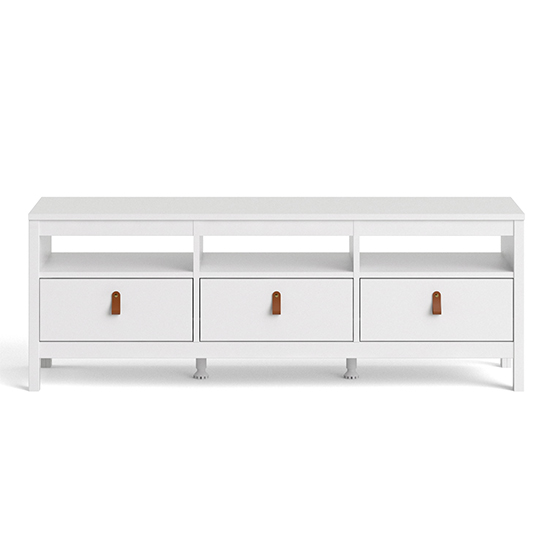 Barcila Wooden TV Stand With 3 Drawers In White