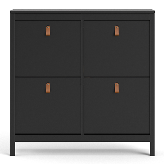 Barcila Wooden Shoe Cabinet With 4 Flip Doors In Matt Black