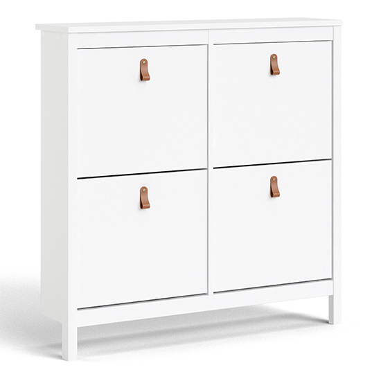 Barcila Wooden Shoe Cabinet With 4 Flip Doors In White