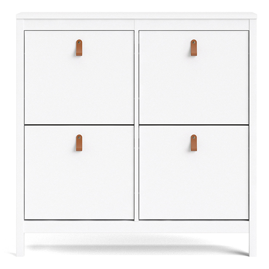 Barcila Wooden Shoe Cabinet With 4 Flip Doors In White