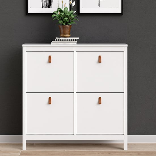 Photo of Barcila 4 compartments shoe storage cabinet in white