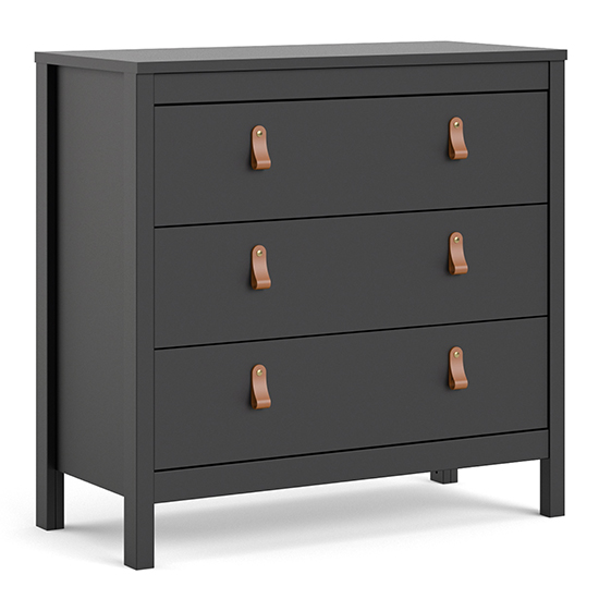 Barcila Wooden Chest Of Drawers With 3 Drawers In Matt Black