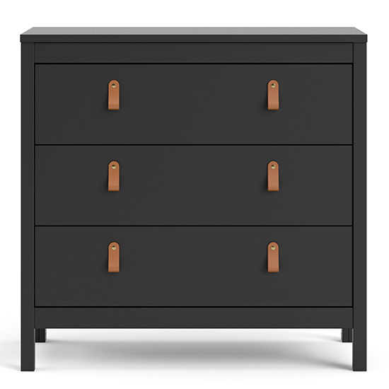 Barcila Wooden Chest Of Drawers With 3 Drawers In Matt Black