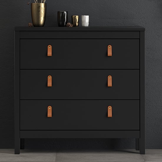 Read more about Barcila wooden chest of drawers with 3 drawers in matt black