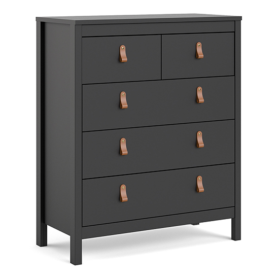 Barcila Wooden Chest Of Drawers With 5 Drawers In Matt Black