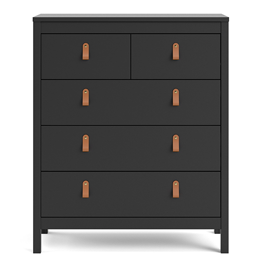 Barcila Wooden Chest Of Drawers With 5 Drawers In Matt Black
