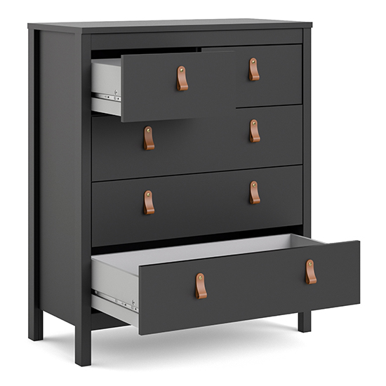 Barcila Wooden Chest Of Drawers With 5 Drawers In Matt Black