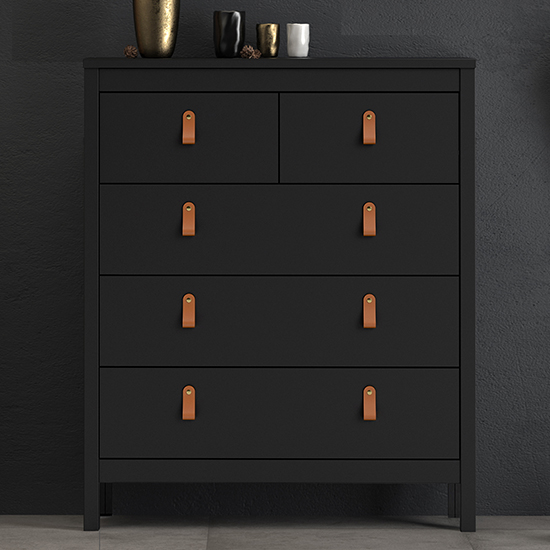 Read more about Barcila wooden chest of drawers with 5 drawers in matt black