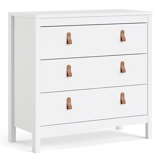 Barcila Wooden Chest Of Drawers With 3 Drawers In White