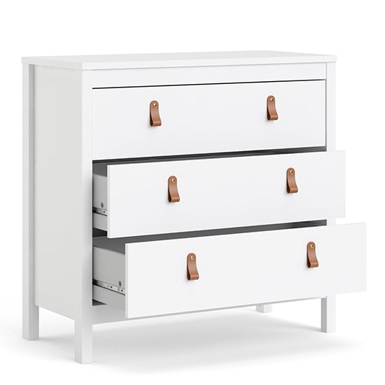 Barcila Wooden Chest Of Drawers With 3 Drawers In White