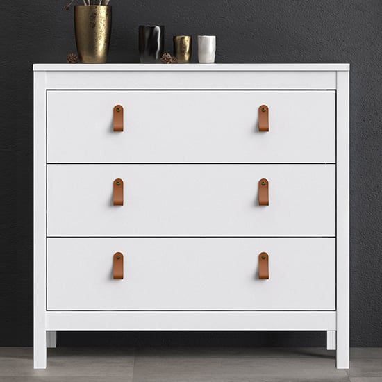 Photo of Barcila chest of drawers in white with 3 drawers