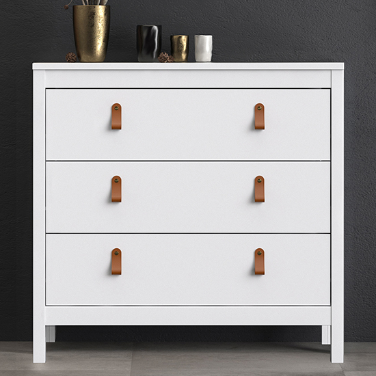 Read more about Barcila wooden chest of drawers with 3 drawers in white