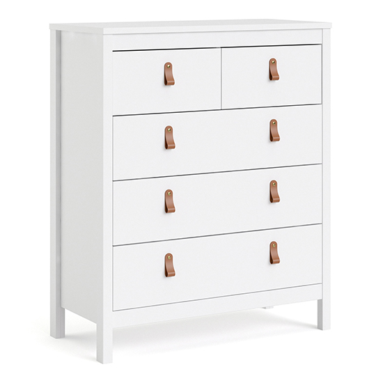 Barcila Wooden Chest Of Drawers With 5 Drawers In White