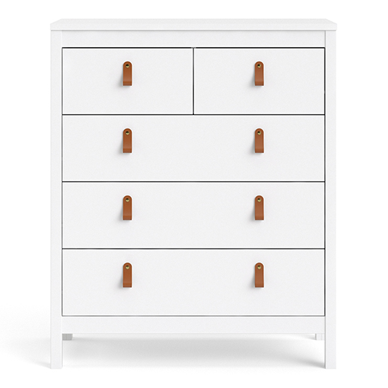 Barcila Wooden Chest Of Drawers With 5 Drawers In White