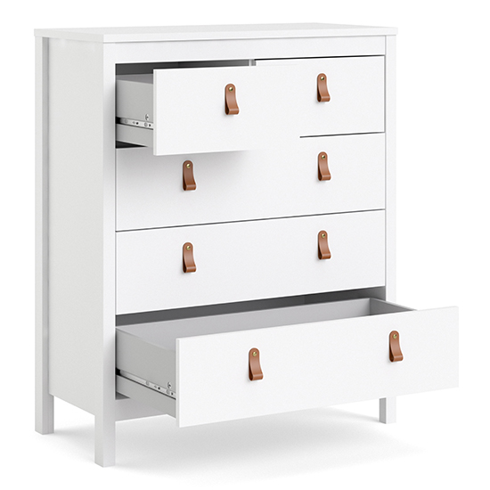 Barcila Wooden Chest Of Drawers With 5 Drawers In White