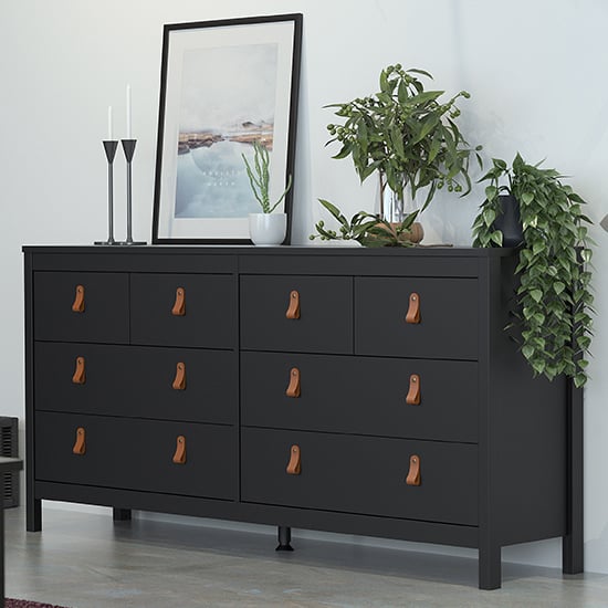 Read more about Barcila large chest of drawers in matt black with 8 drawers