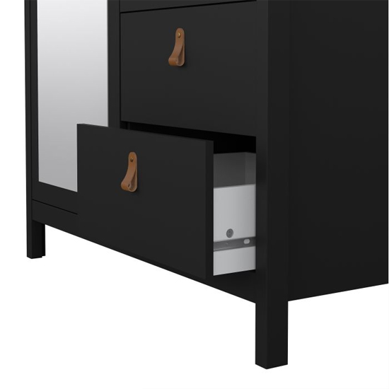 Barcila Mirrored Wooden Wardrobe 2 Doors 2 Drawers In Black