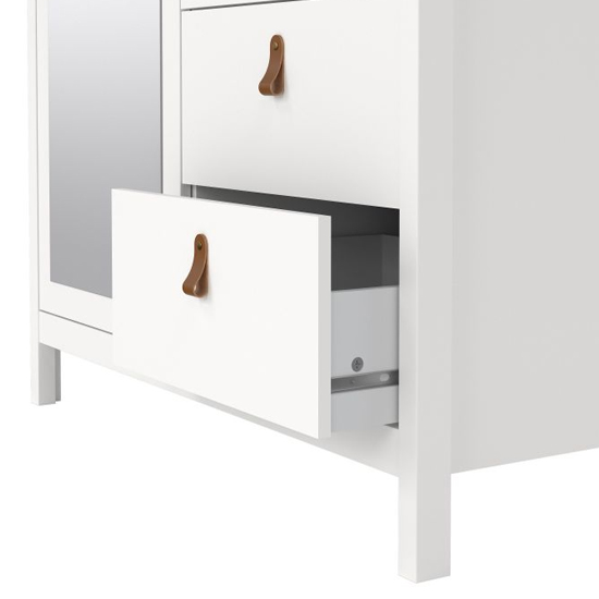 Barcila Mirrored Wooden Wardrobe 2 Doors 2 Drawers In White