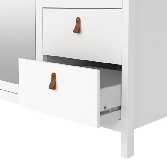 Barcila Mirrored Wooden Wardrobe 3 Doors 2 Drawers In White