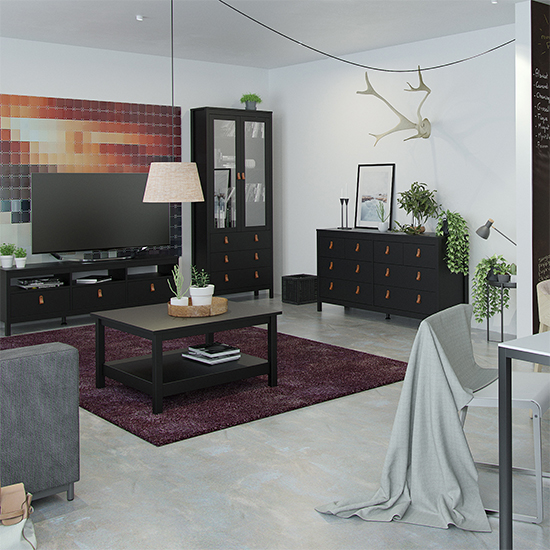 Barcila Wooden Square Coffee Table In Matt Black