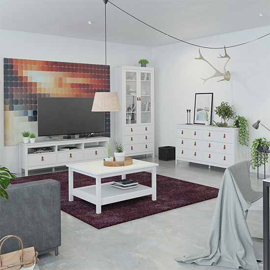 Barcila Wooden Square Coffee Table In White